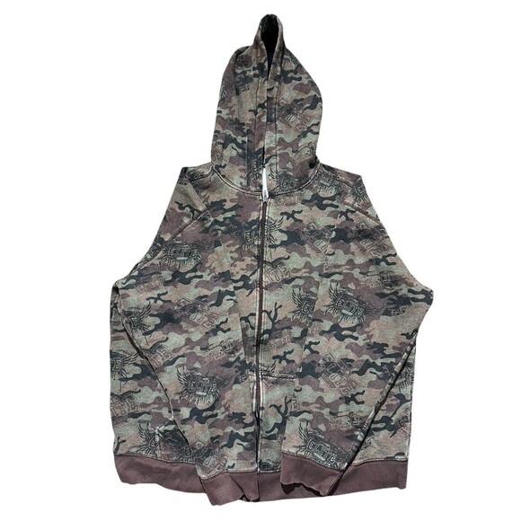 MMA Elite Hoodie Men's Full Zip Camouflage Sweatshirt Y2K Camo Boxing Sz XL - Picture 1 of 12